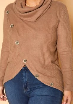 Plus Size Waffle Knit Funnel Neck Sweater -Asoph Sales Shop 2018848 389 4