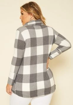 Plus Size Plaid Print Funnel Neck Sweater -Asoph Sales Shop 2018850 107 2
