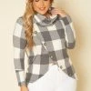 Plus Size Plaid Print Funnel Neck Sweater