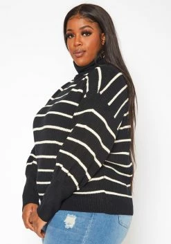 Plus Size Striped Print Turtleneck Sweater 7 Plus Size Striped Print Turtleneck Sweater -Asoph Sales Shop 2018852 001 2