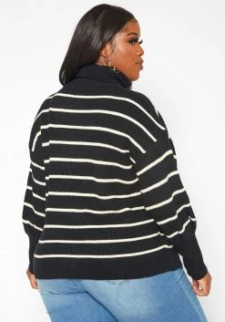 Plus Size Striped Print Turtleneck Sweater 8 Plus Size Striped Print Turtleneck Sweater -Asoph Sales Shop 2018852 001 3