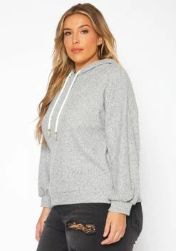 Plus Size Ribbed Knit Hooded Sweater -Asoph Sales Shop 2018897 261 2