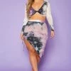 [Special Price] Plus Size Multi Print Crop Top & Skirt Set