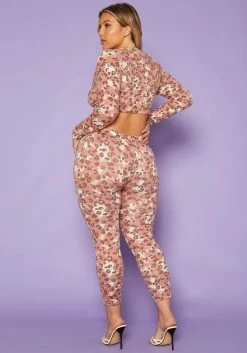 [Special Price] Plus Size Leopard Print Tie Front Crop Top & Leggings Set -Asoph Sales Shop 2018907 186 3