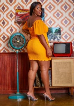 Plus Size Smocked Drawstring Off Shoulder Mini Dress -Asoph Sales Shop 2018997 109 2