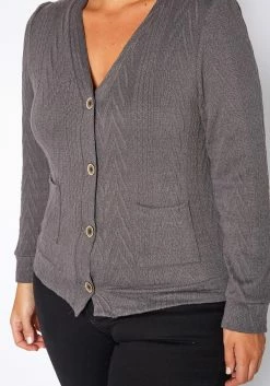 Plus Size Cable Knit Button Front Cardigan -Asoph Sales Shop 2019030 108 4