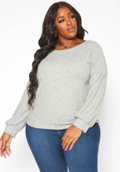 Plus Size Open Back Knit Sweater