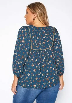 Plus Size Vintage Floral Print Blouse -Asoph Sales Shop 2019035 158 3