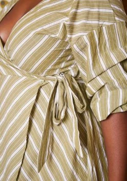 Plus Size Striped Pattern Wrap Mini Dress -Asoph Sales Shop 2019045 151 4