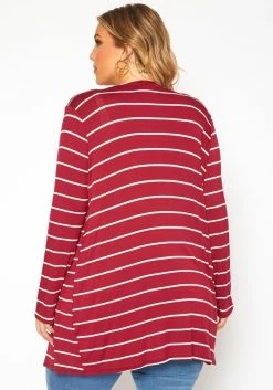 Plus Size Striped Open Front Cardigan -Asoph Sales Shop 2019123 111 3