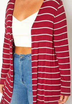 Plus Size Striped Open Front Cardigan -Asoph Sales Shop 2019123 111 4