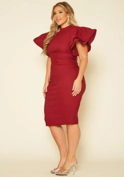 Plus Size Angel Sleeve Midi Dress -Asoph Sales Shop 2019156 283 2