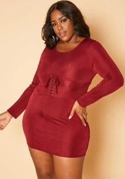 Plus Size Corset Effect Bodycon Mini Dress