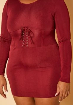 Plus Size Corset Effect Bodycon Mini Dress -Asoph Sales Shop 2019180 283 4