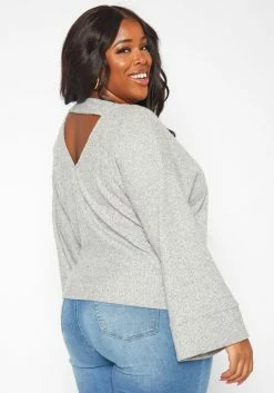 Plus Size Relaxed Fit V Neck Open Back Sweater -Asoph Sales Shop 2019181 107 3