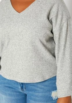 Plus Size Relaxed Fit V Neck Open Back Sweater -Asoph Sales Shop 2019181 107 4