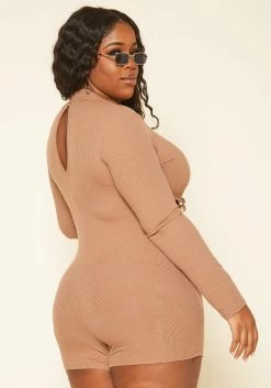 Plus Size Ribbed Knit Cut Out Romper -Asoph Sales Shop 2019193 190 3