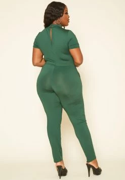 Plus Size Deep V Neck Bodycon Jumpsuit -Asoph Sales Shop 2019194 103 2