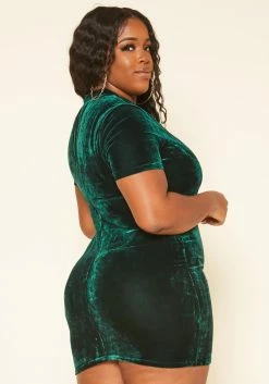 Plus Size Green Velvet Mini Dress -Asoph Sales Shop 2019196 103 3