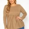 Plus Size Striped Print Flare Top