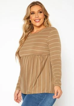 Plus Size Striped Print Flare Top -Asoph Sales Shop 2019204 125 2