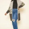 Plus Size Camo Print Open Front Cardigan