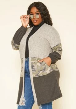 Plus Size Camo Print Open Front Cardigan -Asoph Sales Shop 2019210 128 2