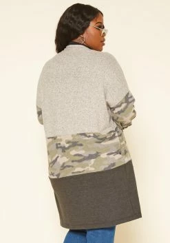 Plus Size Camo Print Open Front Cardigan -Asoph Sales Shop 2019210 128 3