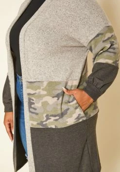 Plus Size Camo Print Open Front Cardigan -Asoph Sales Shop 2019210 128 4