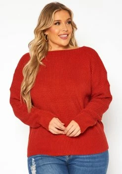 Plus Size Waffle Knit Zipper Hem Sweater