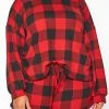 Plus Size Checker Plaid Lounge Two Piece Set