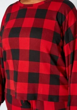 Plus Size Checker Plaid Lounge Two Piece Set -Asoph Sales Shop 2019216 110 4