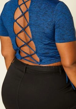 Plus Size Cross Lace Open Back Crop Top -Asoph Sales Shop 2019225 003 6
