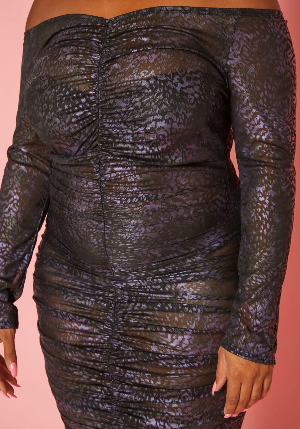 Plus Size Leopard Print Mesh Bodycon Dress 5 Plus Size Leopard Print Mesh Bodycon Dress - Image 5