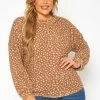 Plus Size Dotted Print Wide Neck Sweater