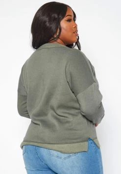 Plus Size Casual V Neck Long Sleeve Top -Asoph Sales Shop 2019282 125 3