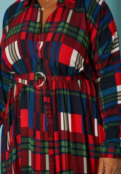 Plus Size Plaid Button Front Collar Maxi Dress -Asoph Sales Shop 2019312 128 4