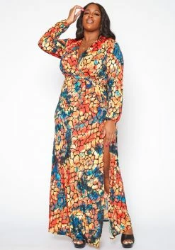 Plus Size Rocky Print Fit & Flare Maxi Dress