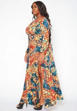 Plus Size Rocky Print Fit & Flare Maxi Dress -Asoph Sales Shop 2019329 109 2