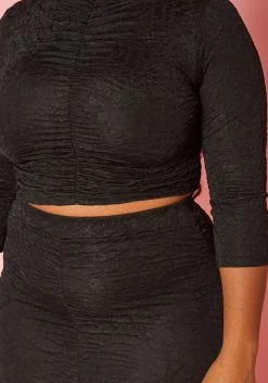 Plus Size Ruched Mock Neck Top & Maxi Skirt Set -Asoph Sales Shop 2019330 001 4