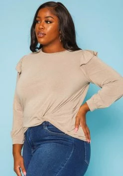 Plus Size Ruffle Trim Long Sleeve Top -Asoph Sales Shop 2019360 118 3