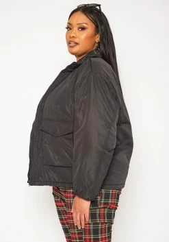 Plus Size Solid Puffer Jacket -Asoph Sales Shop 2019361 001 2