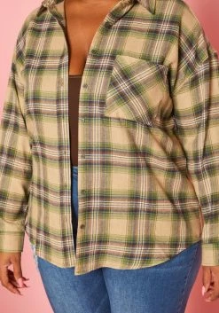 Plus Size Plaid Print Collar Shacket -Asoph Sales Shop 2019366 125 0