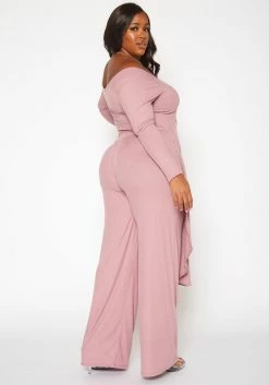 Plus Size Ribbed Knit Long Sleeve Top & Pants Set 9 Plus Size Ribbed Knit Long Sleeve Top & Pants Set -Asoph Sales Shop 2019368 104 2