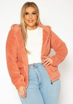 Plus Size Faux Fur Hooded Zip Front Sweater 6 Plus Size Faux Fur Hooded Zip Front Sweater -Asoph Sales Shop 2019521 186 0