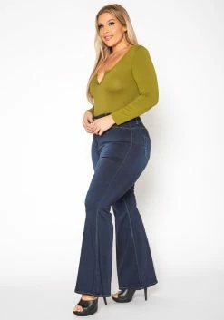 Vibrant Plus Size Butt Lift Bell Bottom Denim Jean -Asoph Sales Shop 2019535 939 2