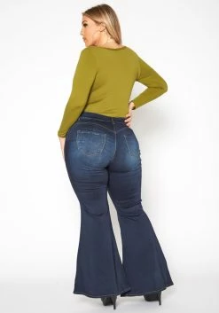 Vibrant Plus Size Butt Lift Bell Bottom Denim Jean -Asoph Sales Shop 2019535 939 3