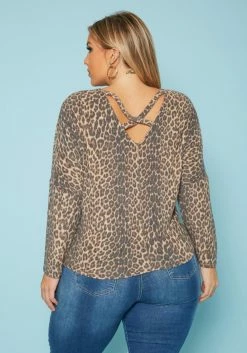 Plus Size Leopard Pattern Open Back Shirt -Asoph Sales Shop 2019540 375 3
