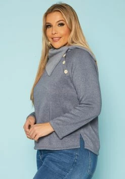 Plus Size Asymmetric Collar Neck Sweater -Asoph Sales Shop 2019541 003 2