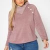 Plus Size Asymmetric Collar Neck Sweater